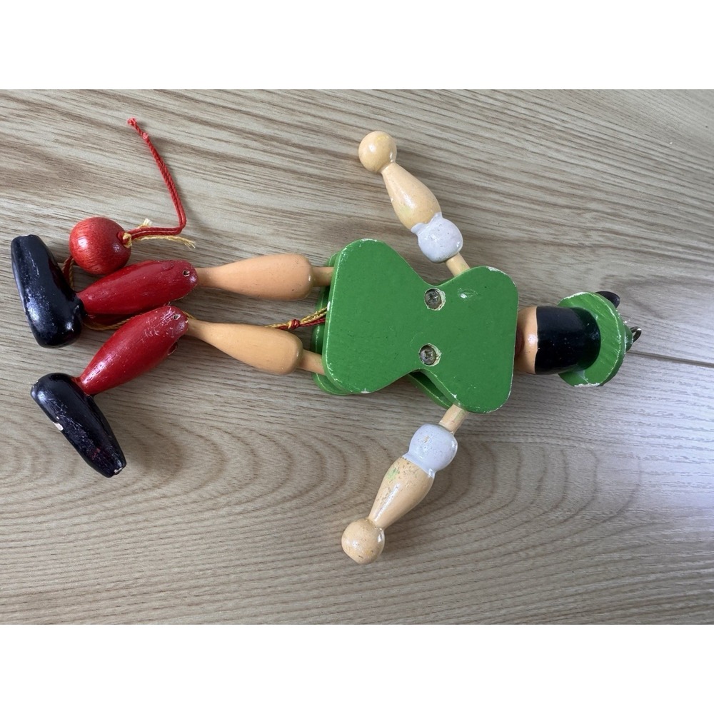 Vintage German Wooden Jumping Jack Pull String Puppet Ornament Folk Art 8" - Picture 9 of 11